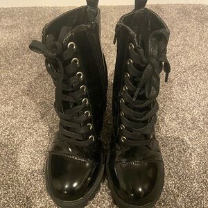 Black Lace-Up Gothic Emo Punk Rock Alt Women's High Heel Combat Boots Size 6